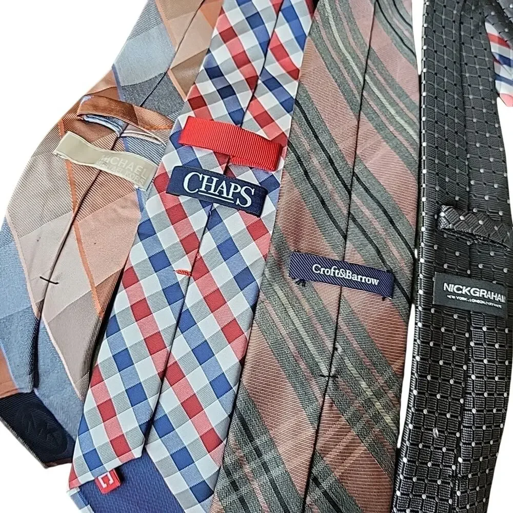 Plaid Neck ties Lot Of 4 Designer Nick Graham Michael Kors Chaps Croft & Barrow
